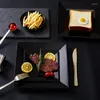 Disposable Dinnerware Appetizer Plates - Black Plastic Dessert Elegant Design For Weddings