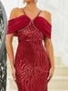 Robes de fête Missord Elegant Wine Sequin Prom Robe 2024 Femmes Spaghetti STRAP V COU COUP SHERF