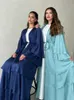 エスニック服ラマダンサテン着物abayaドバイトルコイスラムイスラムムスリムムスストドレス祈りの祈りの服女性のためのkaローブフェムムスルマネT240510