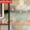 Pegatinas de ventana pájaros y árboles estampados con pegatinas electrostáticas de vidrio sin pegatinas Película de la puerta de la puerta del baño Opque