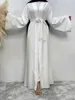 Vêtements ethniques Solide Open Kaftan Dubai Abaya Turkey Kimono Cardigan Robe Hijab Muslim Rabay Abayas pour femmes Caftan Islamic Clothing T240510