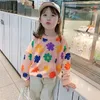 Spring autumn babies and girls sweet all flower sportswear school childrens clothing zippered tops childrens training for skydiving for 1-12 years 240506