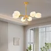 Lustres nordiques modernes salon lustre en bois japonais simplicité chambre cuisine golden branche bourgeon de fleur de fleur led de la lumière