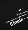 T-shirts de créateurs haut de gamme Rhude pour la course T-shirt à manches courtes imprimées High Street Round Round Round Round Polydoule Short à manches Tee avec 1: 1 Étiquettes originales