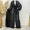 Ethnic Clothing New Modest Abaya Muslim Women Fashion Elegant Net Color Beaded Muslim lace-up chiffon Cardigan Robe Middle East Turkey Arab Rama T240510