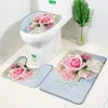 Chattes de bain Mat à fleurs Ensemble rouge fraîche fleur de terrain jardin plante salon chambre chambre non gliptorat couvercle de toilette