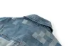 Xinxinbuy Men Designer Coat Jacket Craggy Mosaic Checkerboard Denim Fabric Denim 1854 Femmes à manches longues Red M-XL