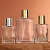 Storage Bottles 6pcs Glass Perfume Refill Bottle Gold Silver Lid Crimp Pump 30ml 50ml 100ml Atomizer Clear Empty Flat Round Mist Spray