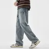 Jeans masculinos 2024 Summer Mid Rise Deten reta Perna juvenil Tendência de calças casuais soltas