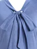 T-shirts pour femmes Tops à manches longues bleu clair pour l'automne Femmes Daily Work Office Dame Vêtements 2024 T-shirt à nœuds de cravate