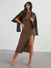 Casual jurken Designer Dress High End Dameskleding Nieuwe geplooide Slim Fit Slit Wrap Billen Lange rok Spicy Girl Temperament gevoel jurk plus size jurken