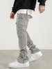 Fashionable solid Corduroy pants mens multi flap pocket pull rod pants loose casual pants outdoor street clothing hip-hop 240429