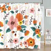 Rideaux de douche rideau de fleur botanique aquarelle de la ferme moderne feuille moderne papillon rustique élégant tissu de salle de bain en tissu en tissu
