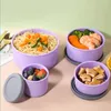 Sortez des conteneurs Stockage des récipients alimentaires avec les couvercles 1pc 250/300 ml Bleu / Purple / Pink / Brown Reutilisable Silicone Kitchen Accessoires