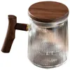 Бокалы для вина вертикальная полоса чайная чашка свободная крутая прозрачная кофейная кружка, пропитанная с крышкой стеклянными чашками