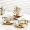 Europese stijl Hoogte Tracing Gold Coffee Cup en Saucer Tea Set Derees Ceramic voor 6 personen 240508