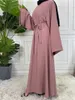 Ethnische Kleidung bescheiden Abaya Ramadan Mode Damen Kleid Muslim Frauen Heißverkaufskleider Truthahn Arabien Dubai Solid Color Robe Kleid T240510