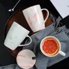 Tasses en marbre créatif tasse simple de bureau en céramique couple nordique conception cuillère avec couvercle haut capacité taza de café café