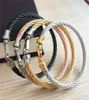 Hot Sale Horseshoe Screw Cuff Armband 316L Color Metal Rostfritt stål Twine Bangles For Women Love Bangle Gothic Uchain Link1661606