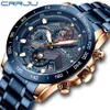 Montre-bracelets Design moderne Crrju Menes Regardez Blue Gold Big Dial Quartz Top Calendar Wristwatch Chronograph Sport Man Clock 2271