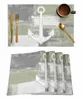 Table Mats rétro Abstract Paint Navire Anchor Green Cuisine Vreinte Table Bottelle Placemat Placets de café 4 / 6pcs Bureau