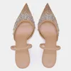 صيف عالي Traf Women ذات الكعب الأزياء شبكة Rhinestone Slingback Pumps أنيقة الصنادل الحزب حذاء سيدة D.