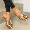 Slippare Spring Summer Cross-Border Metal Texture Cross Women's Large Size Shoes P301