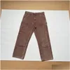 Мужские брюки дизайнер вымытая и изношенная карманная рабочая одежда MTI с двойным коленным холстом с прямой каплей.