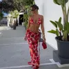 Stampa pieghettata sexy Bikini Summer Beach indossando costume da bagno in bikini brasiliano con costume da bagno da sci in spiaggia copertina 240426
