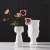 Vasi Ceramica Abstract Face umano moderno semplice vaso di fiori semplice in porcellana bianca Disposizione del soggiorno decorazioni per la casa ornamenti