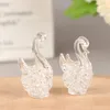 Figurines décoratives 1pc Crystal Swan Figurine Verre Animal Ornement Home Desk Decoration