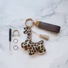 Luxury Dog Keychains Metal Cute Keyring Buckle Fashion Leopard Tassel Car Keychain for Girls