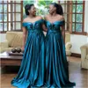 2022 South African Satin Bridesmaid Dresses Off the Shoulder A Line Sweetheart Floor Length Wedding Guest Dresses Formal Party Wear BM1 274i