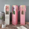 Flower Bag Ribbon Gift Box Window Transparent Single Stem Bag for Mother's Day Bouquets Valentine's Day Handheld Bag j08