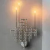 Ljushållare europeiska heminredning ljus lyx väggmonterad silver designer matbord ljusstake nordisk ingångsdekoration