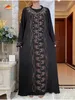 Ethnische Kleidung Abaya Muslim Maxi Long Slvedress mit Cap Women Diamond Arabische Dubai Islamische Kleidung Herbst Neue losen lässige Türkei Kimono T240510