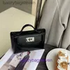 Luxury Hremms Kelyys Top Grade Designer Bag Womens Fashion Crocodile Skin Handbag Genuine Leather 2424mini Bag with Lock Buckle Single with Real Logo