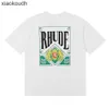 T-shirts de créateurs haut de gamme Rhude pour 24 nouvelles cartes vertes de nouvelle rue High Street imprimées pur coton pur tshirt à manches courtes pour hommes et femmes avec 1: 1 original