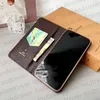 Leder Flip Phone Hülle Designer für iPhone 15 Pro Max 14 Pro 13 12 11 Pro Max 15 plus 14 plus XS Max XR X iPhone Hülle Kartenhalter Brown Blumenmonogramm offizielle Folio -Cover