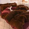 Beddengoed sets mooie pure kleur winter warme set pluche kawaii dekbedovertrek met vellen quilt en kussensloop warmte bed