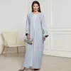 Ethnic Clothing Chic Casual Open Kimono Abaya Muslim Women Shalwar Kamz Jalabiya Embroidery Long Slve African Moroccan Cardigan Gown Robes T240510
