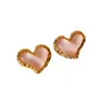 Pink Heart Studs Earrings Pink Pudding-like Studs