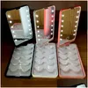 Kompakte Spiegel tragbare Lady LED LED Light Make -up -Spiegel mit Wimpern Fall Organizer Klapper Touch Sn 5 Paare Wimpern Tablett Aufbewahrungsbox dhsti