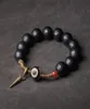 Pulsera de obsidiana negra de 10 mm Faced Tibtetan Bead Vintage Processed Copper Zen Healing Oración para hombres Mujeres2984112605