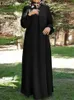 Vêtements ethniques Zanzea automne wsolid Dubaï Turquie Abaya Hijab Robe Senn Vintage Long Slve Muslim Maxi Robe décontractée Robe Femme Sund robe 2023 T240510