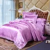 Ensembles de literie 2 / 3pcs coquette de couette ensemble de luxe en dentelle de luxe Jacquard Satin confortable lisse pour chambre d'amis (1