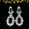 2024 Luxury Inlaid Imitation Natural Emerald Princess Square Diamond Earrings Engagement Bankettörhängen och örhängen för kvinnor 6522