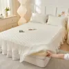 Bed Skirt High-end Lace Ruffles Quilted Cooling Cool Feeling Fibre Mattress Cover Bedspread Sheet With Pillowcases 3Pcs