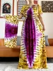 Abbigliamento etnico più recenti donne africane Dashiki Cotton Floral Abito Flora Dry Dry Shor Slve Raccogli la vita africana African African African T240510