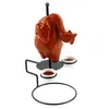 Assiettes Rack de poulet pour gril fumeur entier porte-acier en acier inoxydable avec sauce